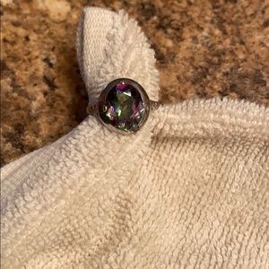 Mystic fire topaz sterling silver ring